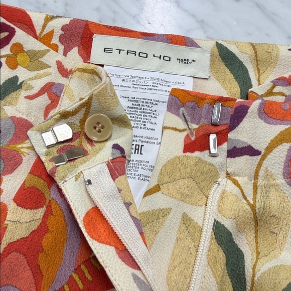 Etro Women’s Colorful Wide Leg Cropped Pants Size 40/XS - Picture 10 of 11